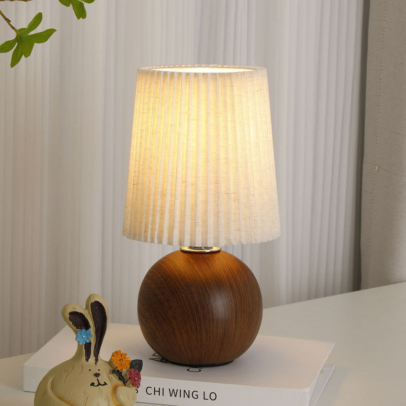 Modern Minimalist Cylinder Conical Fabric Ceramic Table Lamp