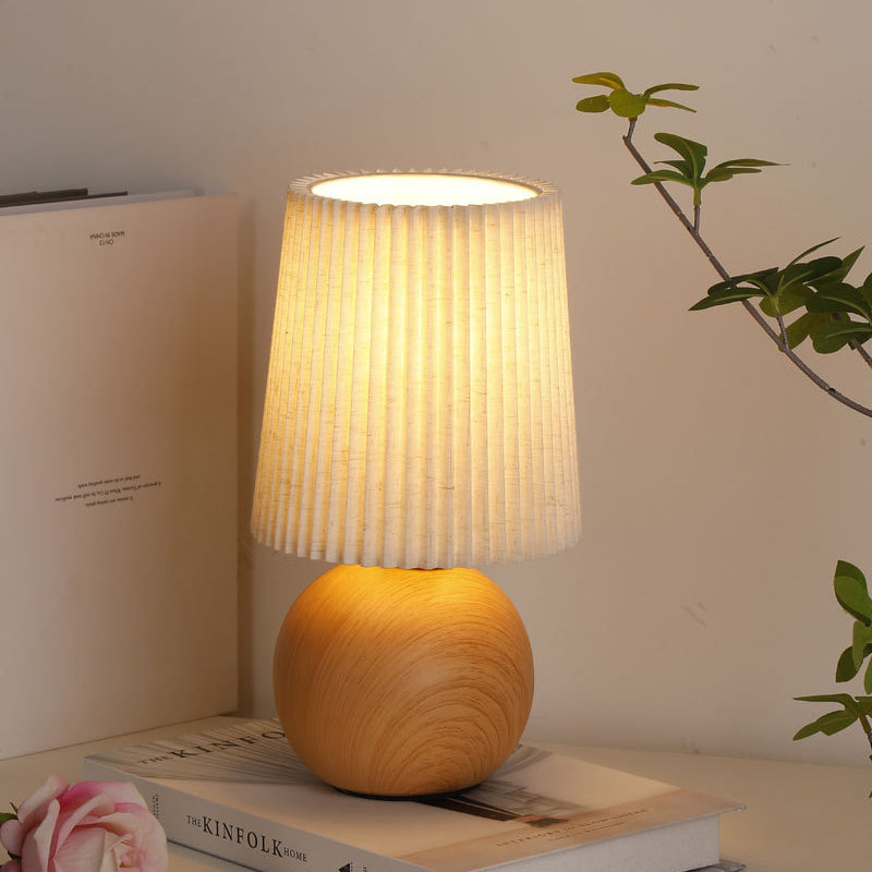 Modern Minimalist Cylinder Conical Fabric Ceramic Table Lamp