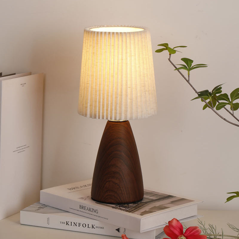 Modern Minimalist Cylinder Conical Fabric Ceramic Table Lamp
