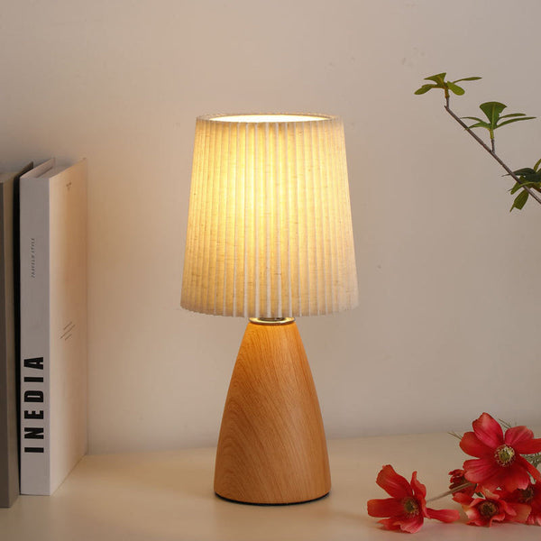 Modern Minimalist Cylinder Conical Fabric Ceramic Table Lamp