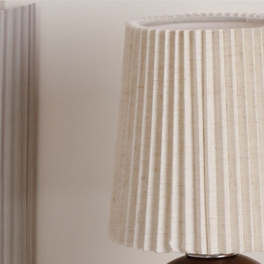 Modern Minimalist Cylinder Conical Fabric Ceramic Table Lamp