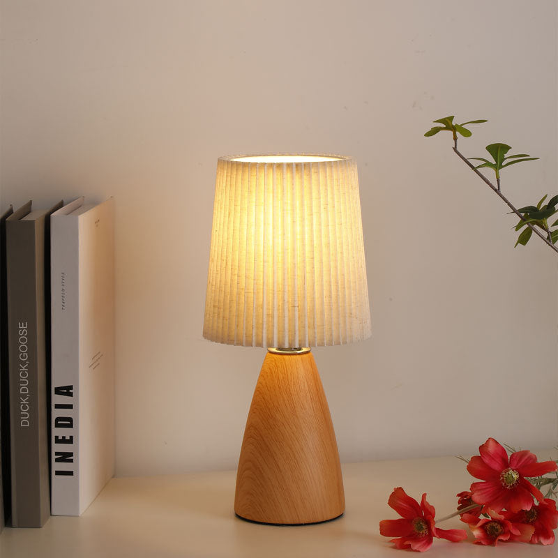 Modern Minimalist Cylinder Conical Fabric Ceramic Table Lamp