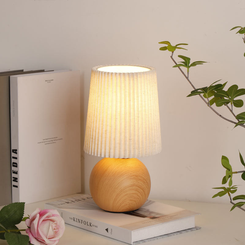 Modern Minimalist Cylinder Conical Fabric Ceramic Table Lamp