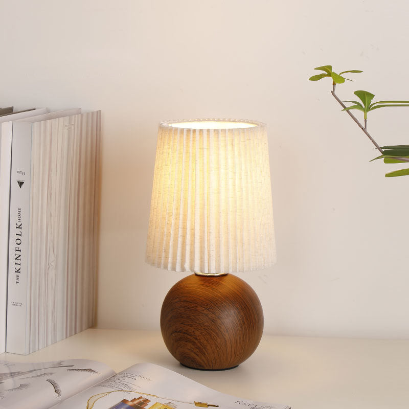 Modern Minimalist Cylinder Conical Fabric Ceramic Table Lamp