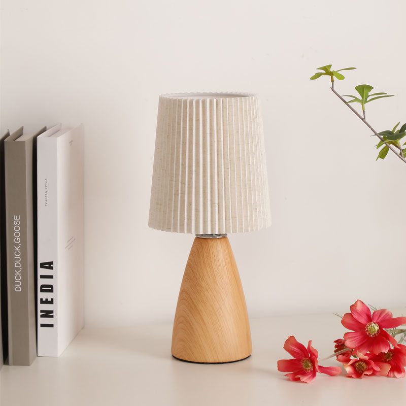 Modern Minimalist Cylinder Conical Fabric Ceramic Table Lamp