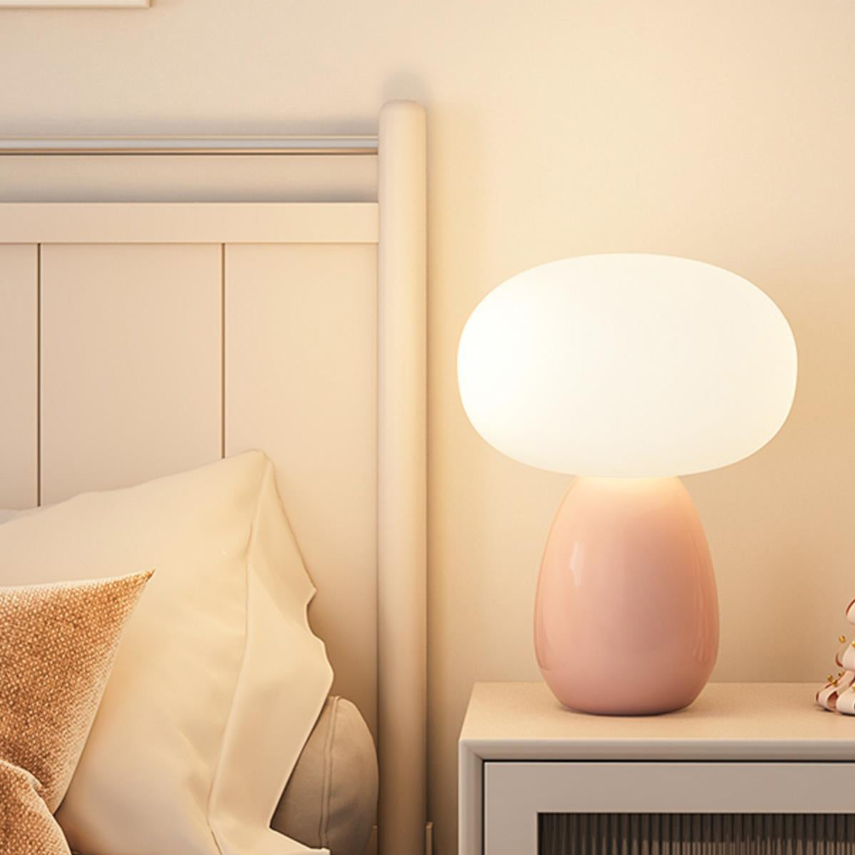 Modern Minimalist Round Cylinder Mushroom Round Table Lamp