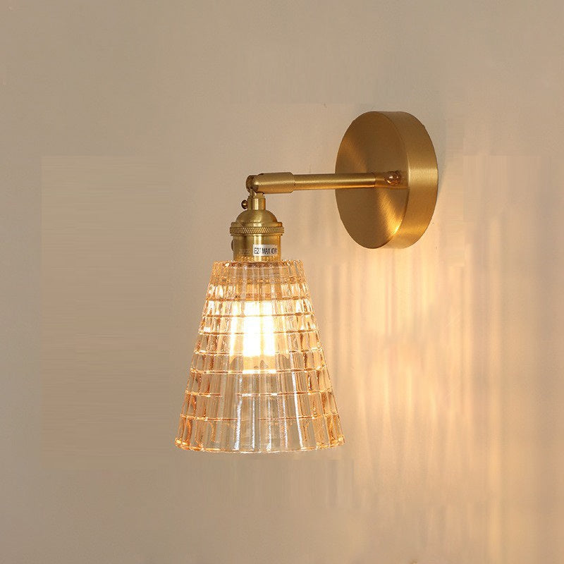 Traditional Vintage Carved Lattice Cone Flower Wall Sconce