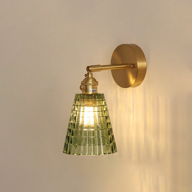 Traditional Vintage Carved Lattice Cone Flower Wall Sconce