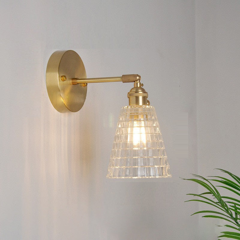Traditional Vintage Carved Lattice Cone Flower Wall Sconce