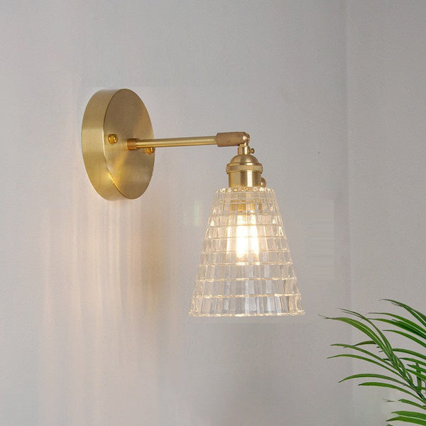 Traditional Vintage Carved Lattice Cone Flower Wall Sconce