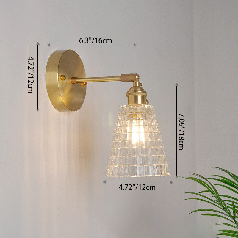 Traditional Vintage Carved Lattice Cone Flower Wall Sconce