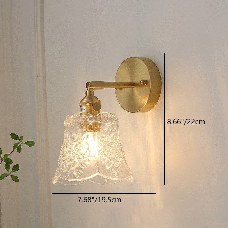 Traditional Vintage Carved Lattice Cone Flower Wall Sconce
