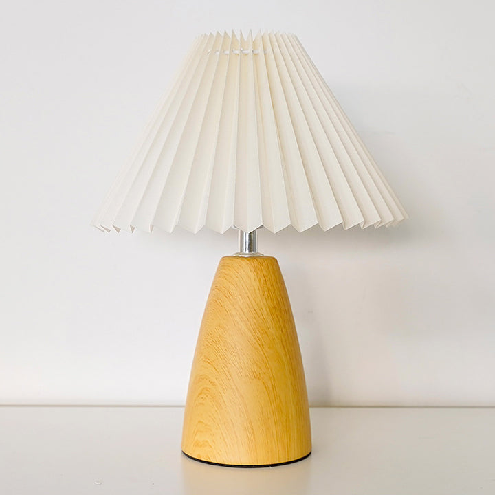 Traditional Vintage Scalloped Pleated Cone Fabric Table Lamp