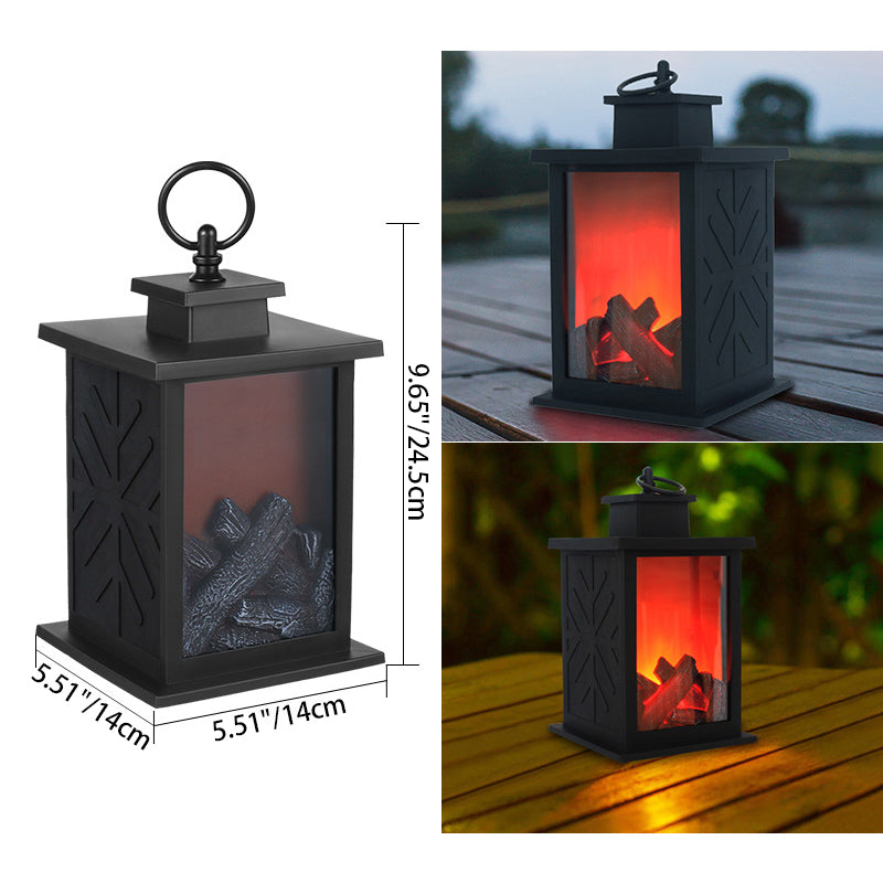 Retro ABS Simulated Flame Fireplace Round Battery Table Lamp