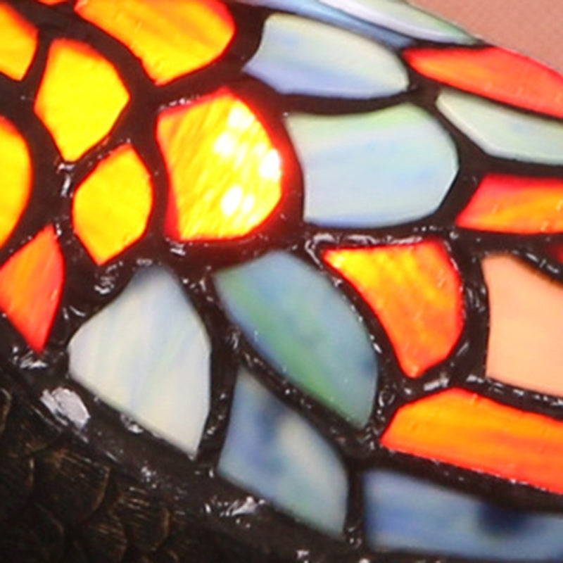 Traditional Tiffany Glass Resin Hand-Carved Duck Table Lamp