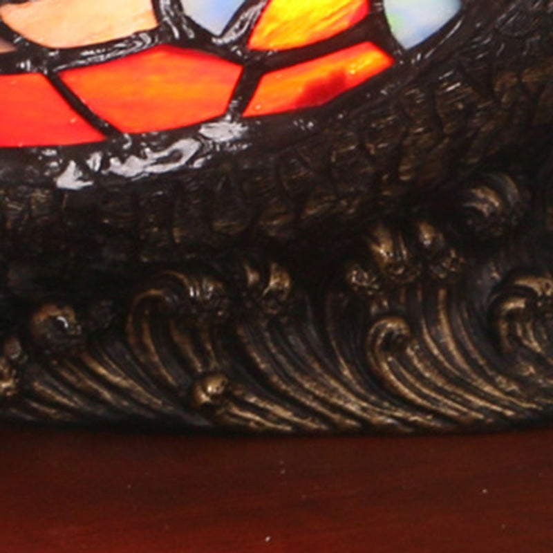 Traditional Tiffany Glass Resin Hand-Carved Duck Table Lamp