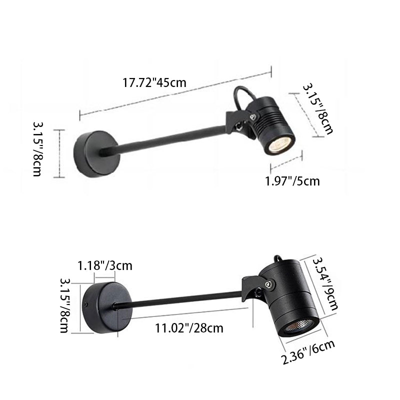 Modern Waterproof Aluminum Iron Adjustable Cylinder Wall Light