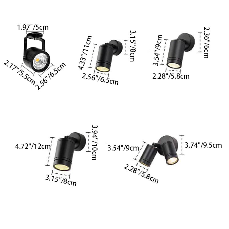Modern Waterproof Aluminum Iron Adjustable Cylinder Wall Light