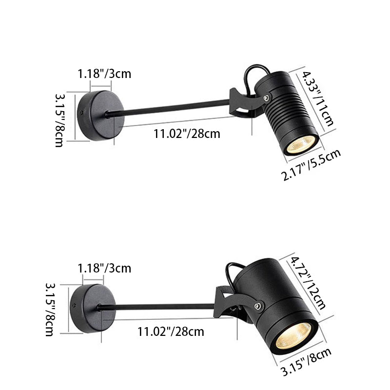 Modern Waterproof Aluminum Iron Adjustable Cylinder Wall Light