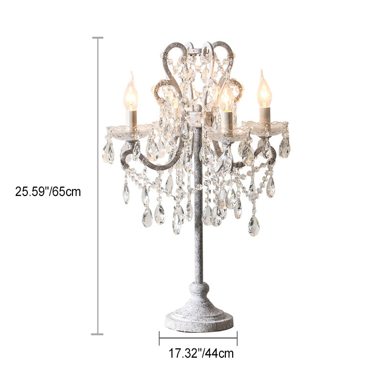 Traditional Vintage Iron Glass Crystal Pendant Table Lamp