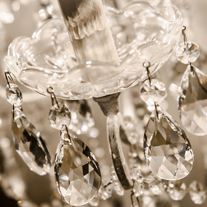 Traditional Vintage Iron Glass Crystal Pendant Table Lamp