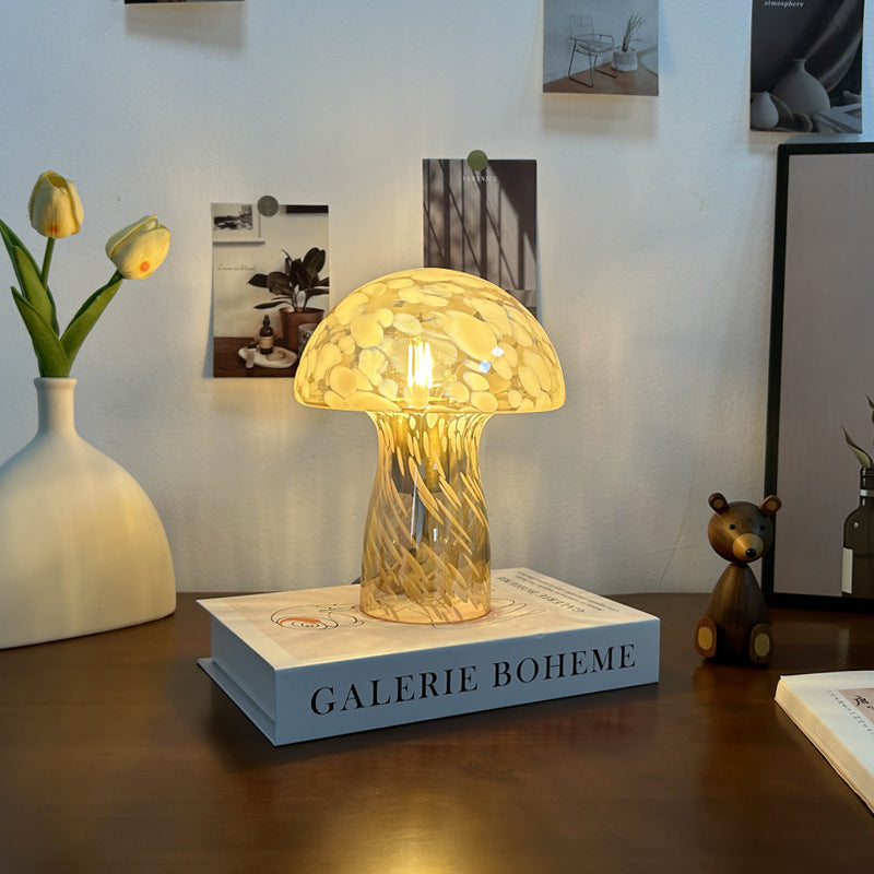 Modern Art Deco Glass Mushroom Dome 1-Light Wall Sconce