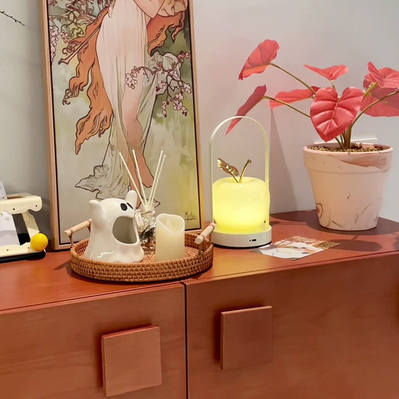 Creative Rechargeable Iron Glass Apple Portable Table Lamp