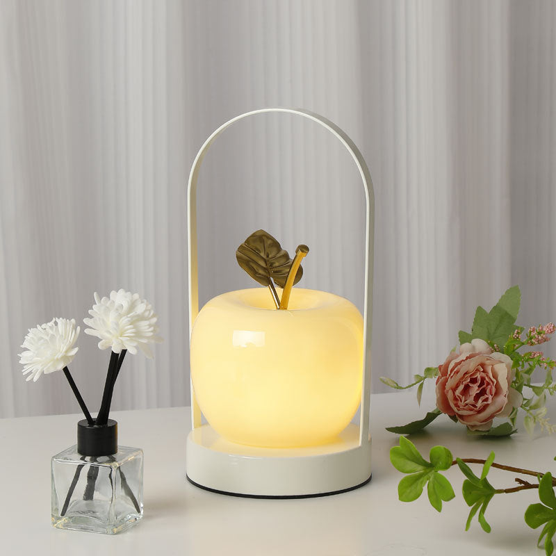 Creative Rechargeable Iron Glass Apple Portable Table Lamp