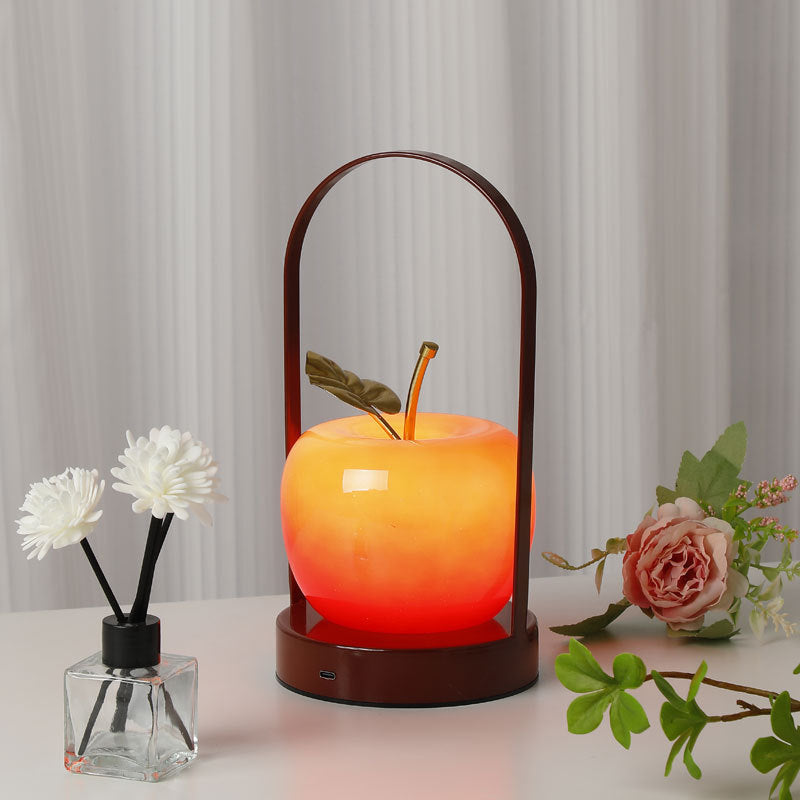 Creative Rechargeable Iron Glass Apple Portable Table Lamp