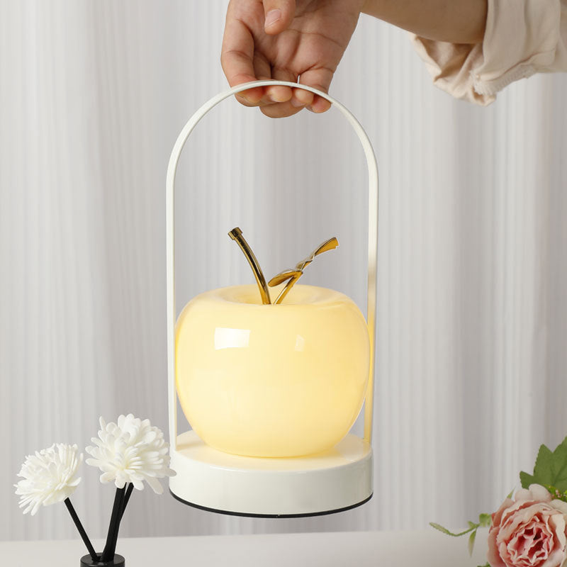 Creative Rechargeable Iron Glass Apple Portable Table Lamp