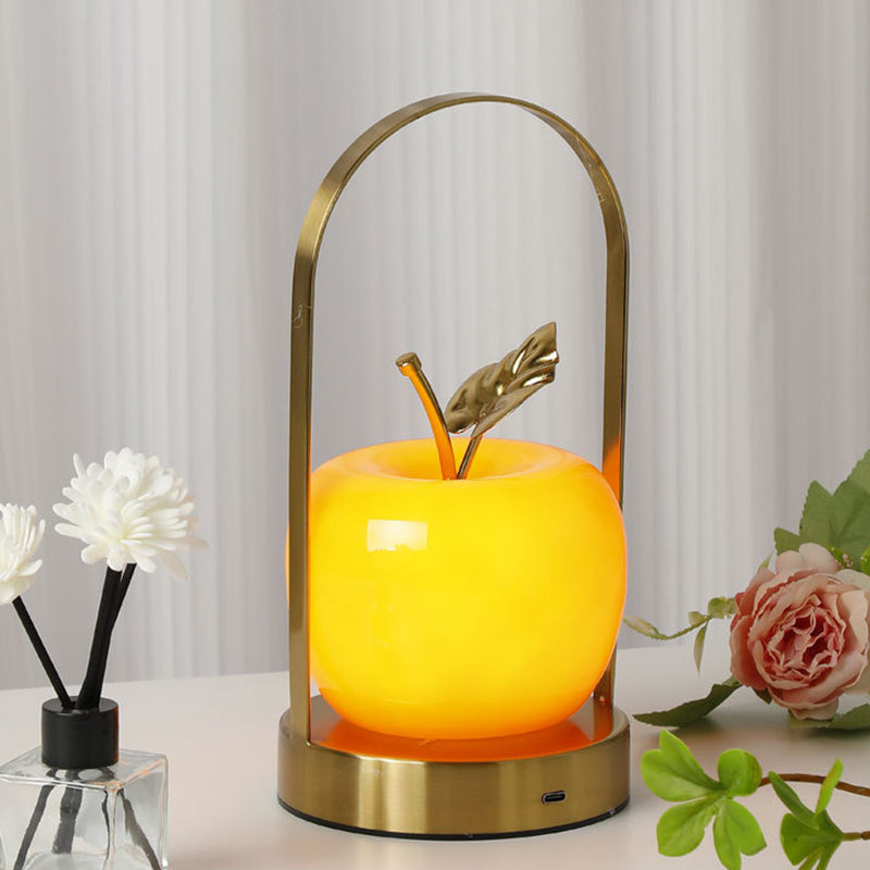 Creative Rechargeable Iron Glass Apple Portable Table Lamp