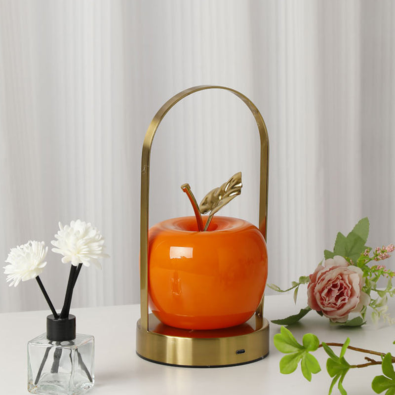 Creative Rechargeable Iron Glass Apple Portable Table Lamp