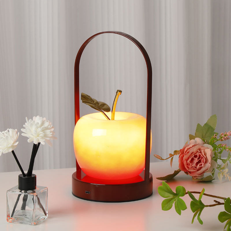 Creative Rechargeable Iron Glass Apple Portable Table Lamp