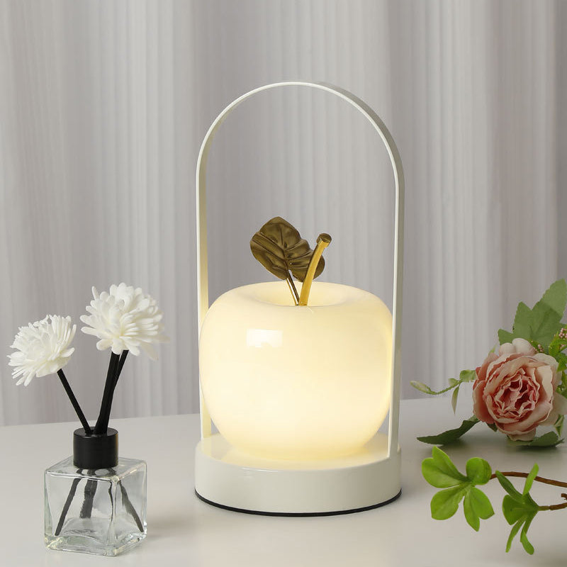Creative Rechargeable Iron Glass Apple Portable Table Lamp
