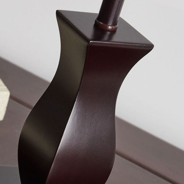 Retro Wood Fabric Drum 1-Light Table Lamp