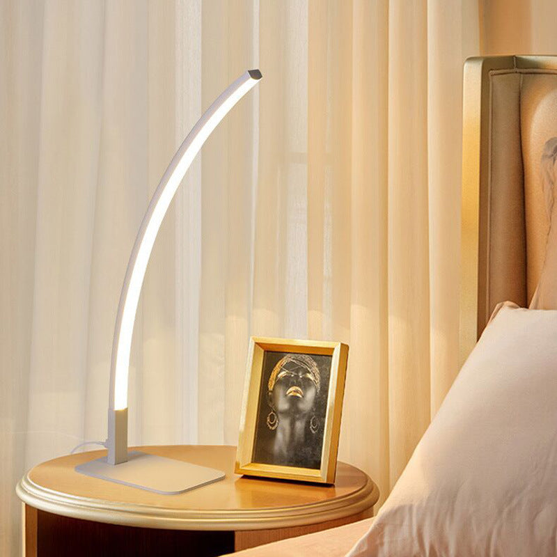 Modern Minimalist USB Curved Iron Aluminum LED Desk Lamp