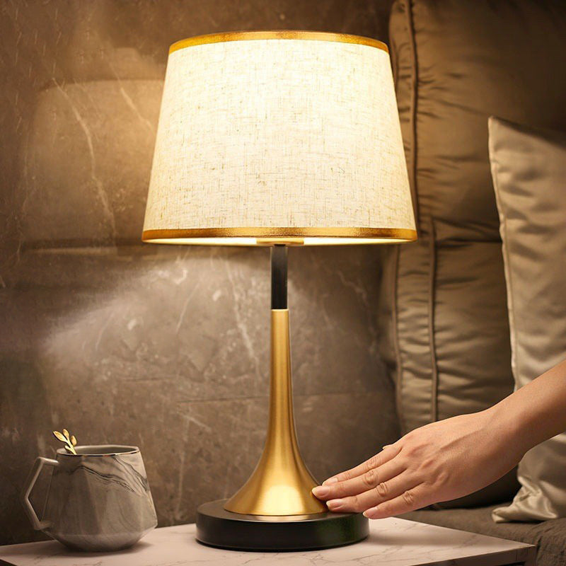 Modern Retro Fabric & Metal Cylinder Table Lamp Table Lamp