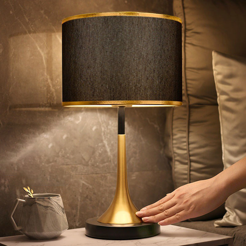 Modern Retro Fabric & Metal Cylinder Table Lamp Table Lamp