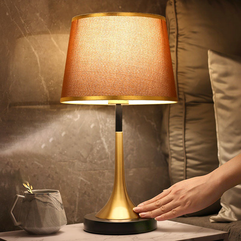 Modern Retro Fabric & Metal Cylinder Table Lamp Table Lamp
