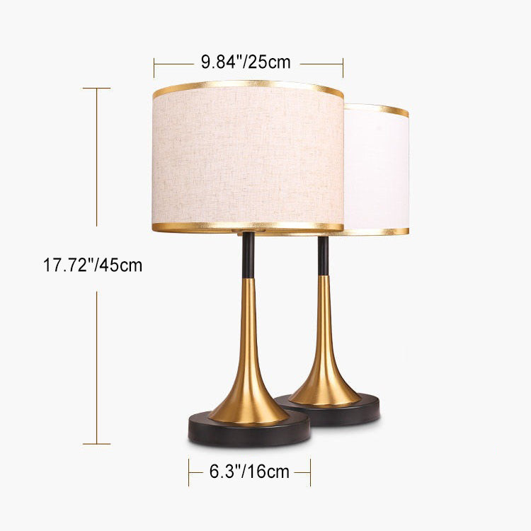 Modern Retro Fabric & Metal Cylinder Table Lamp Table Lamp