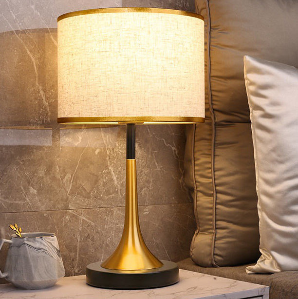 Modern Retro Fabric & Metal Cylinder Table Lamp Table Lamp