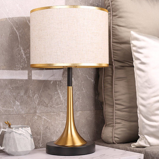 Modern Retro Fabric & Metal Cylinder Table Lamp Table Lamp