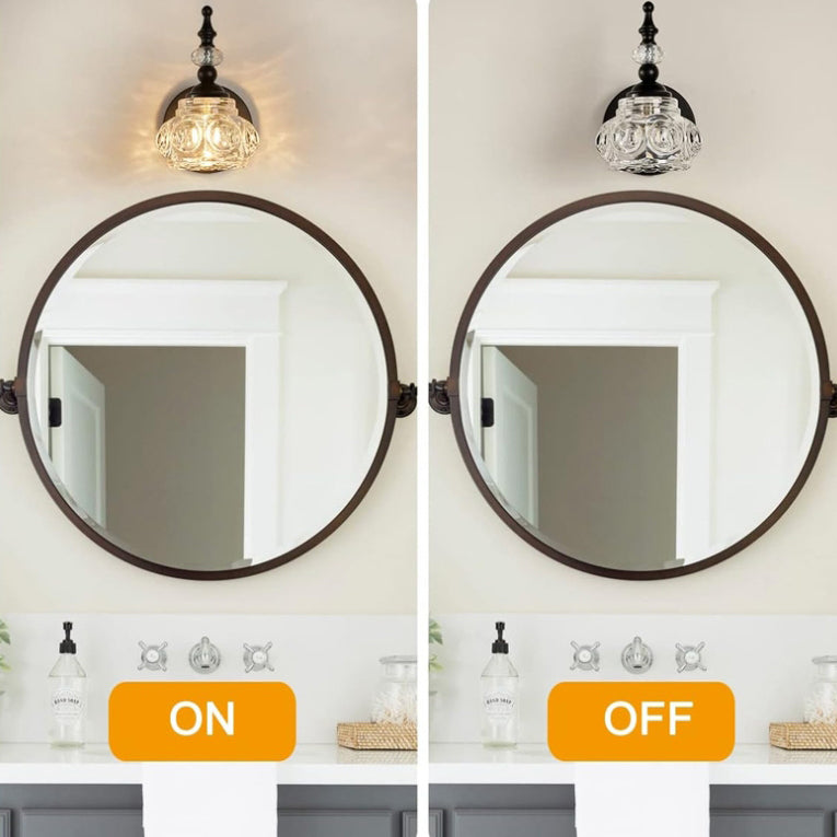 Contemporary Retro Iron Glass Round Petal Vanity Wall Sconce