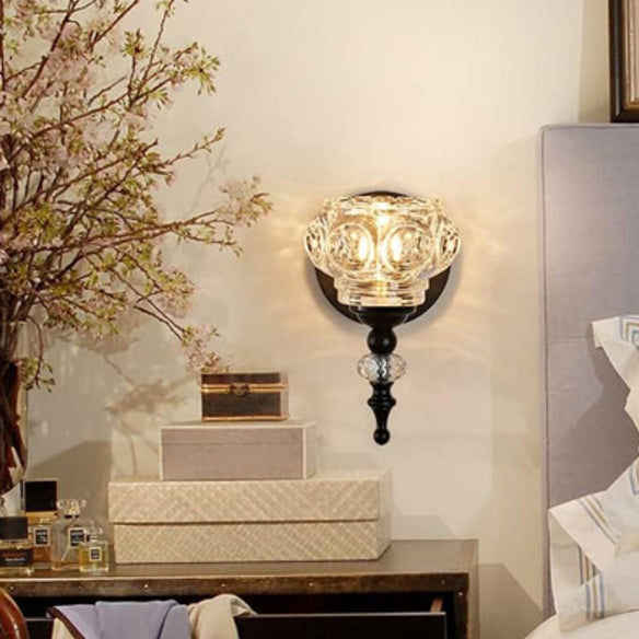 Contemporary Retro Iron Glass Round Petal Vanity Wall Sconce