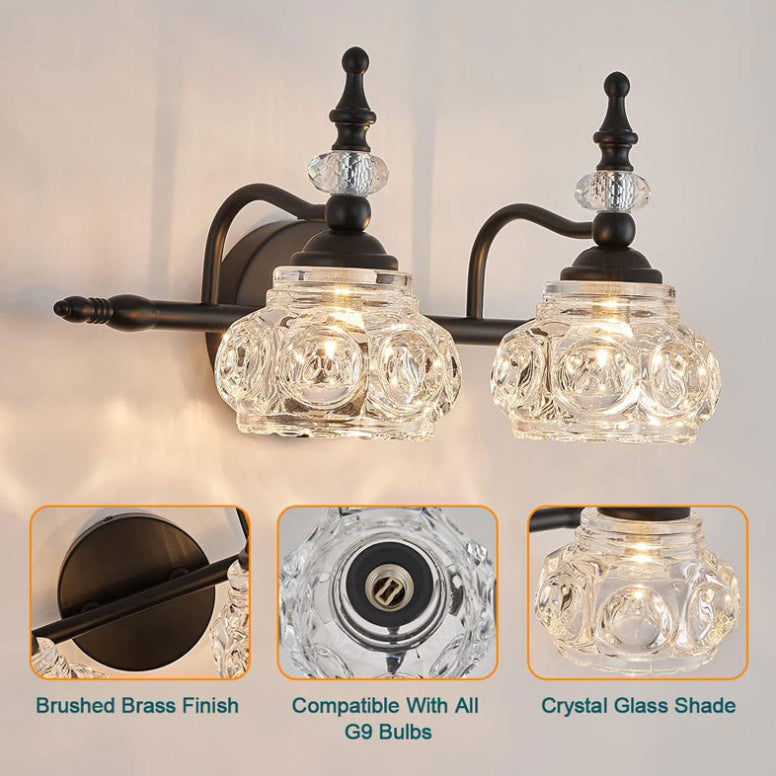 Contemporary Retro Iron Glass Round Petal Vanity Wall Sconce