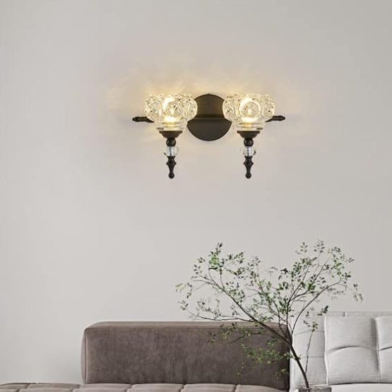 Contemporary Retro Iron Glass Round Petal Vanity Wall Sconce