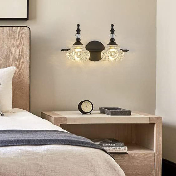 Contemporary Retro Iron Glass Round Petal Vanity Wall Sconce