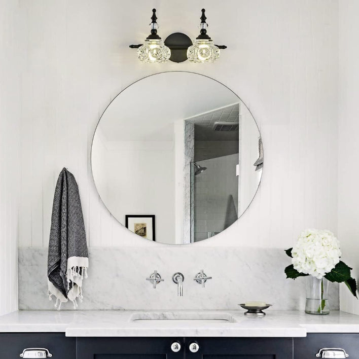 Contemporary Retro Iron Glass Round Petal Vanity Wall Sconce