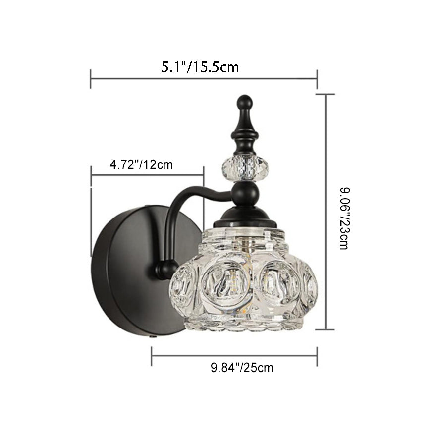 Contemporary Retro Iron Glass Round Petal Vanity Wall Sconce