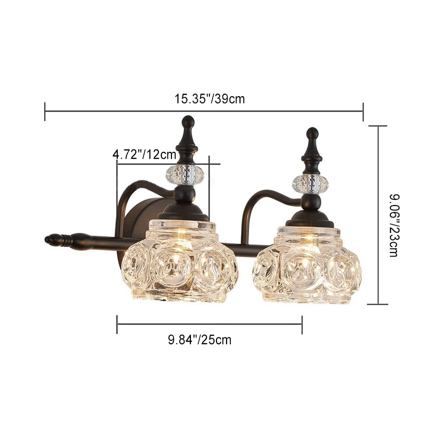 Contemporary Retro Iron Glass Round Petal Vanity Wall Sconce